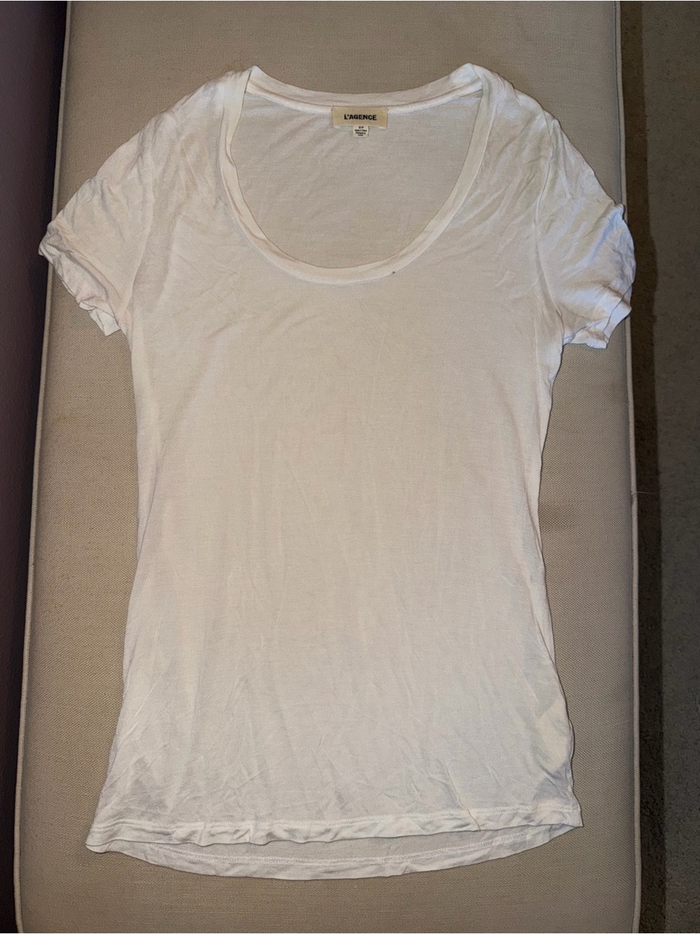 L'AGENCE White Scoop Neck Short Sleeve Tee